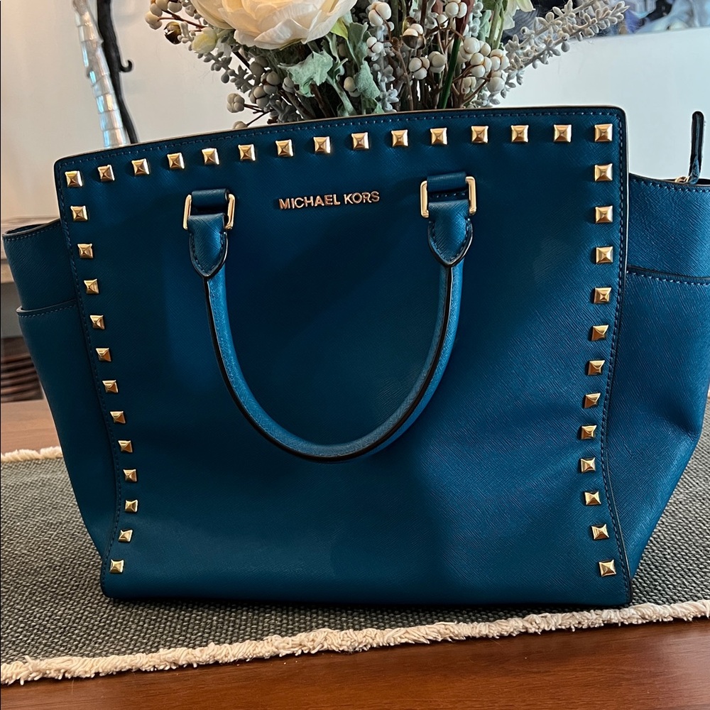 Michael Kors Teal Studded Tote
